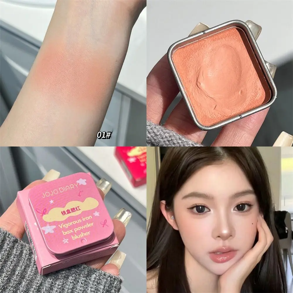 New Mini Iron Box Blush Cream Matte Natural Rose Cheek Blusher Powder Face Makeup Monochrome Contour Blush Mud