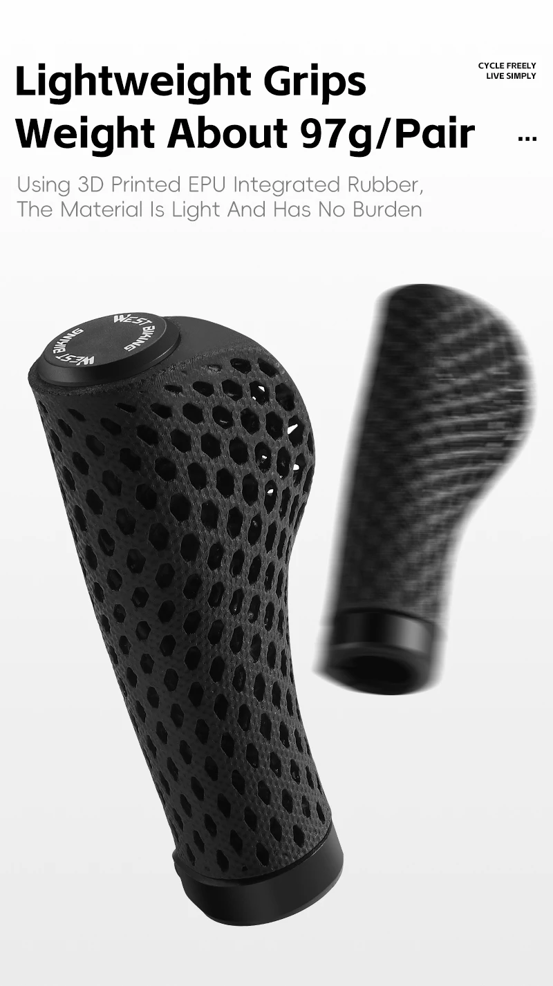 WEST BIKING 3D-Gedruckte Fahrradgriffe Stoßdämpfung Mountainbike Lenkerüberzug Professionelle MTB Ergonomische Griffgriffe – Detail 4