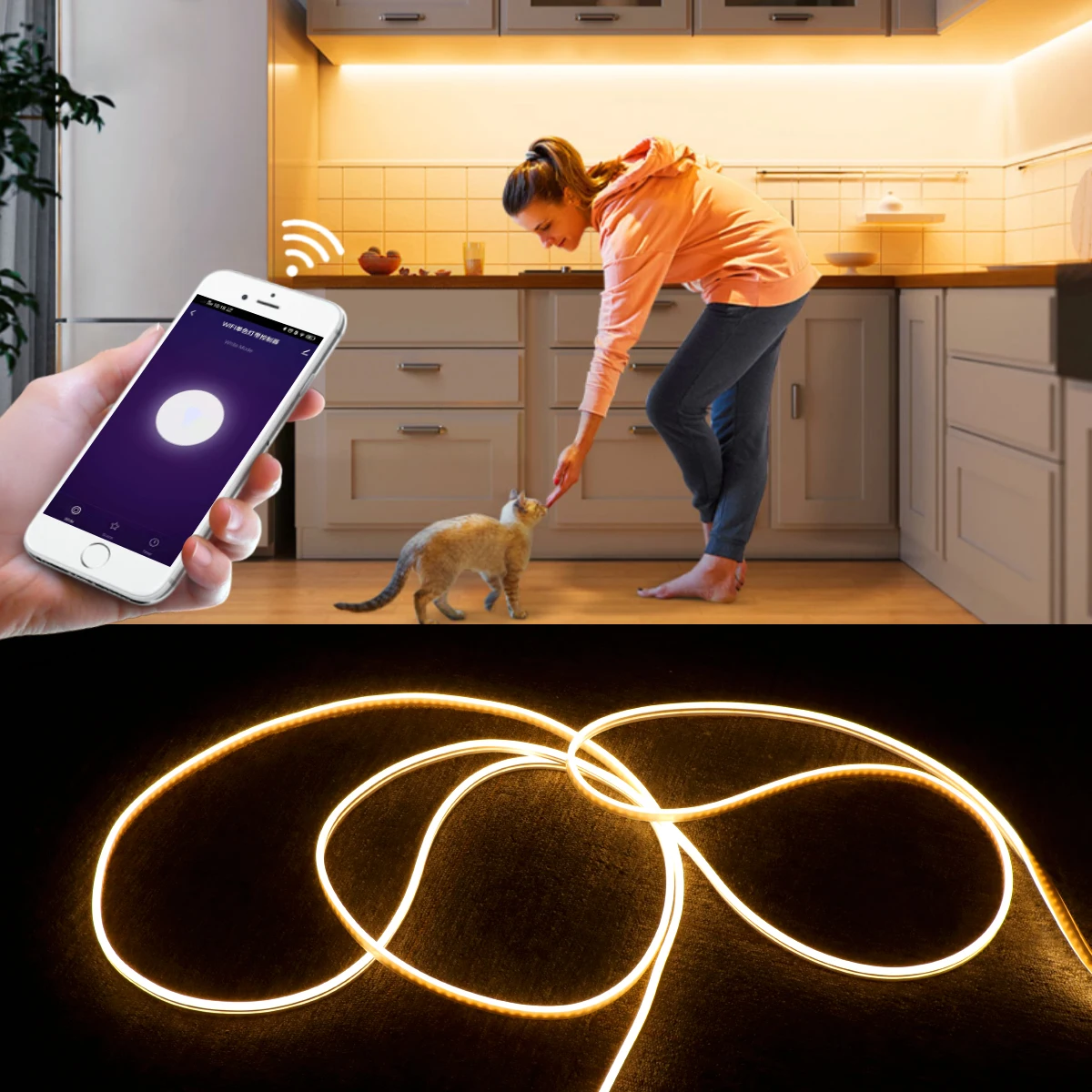 Tuya Smart Life kontrola aplikacji WiFi pasek Neon LED 12V taśma neonowa dekoracja do pokoju kuchennego z podświetleniem z Alexa Google Home