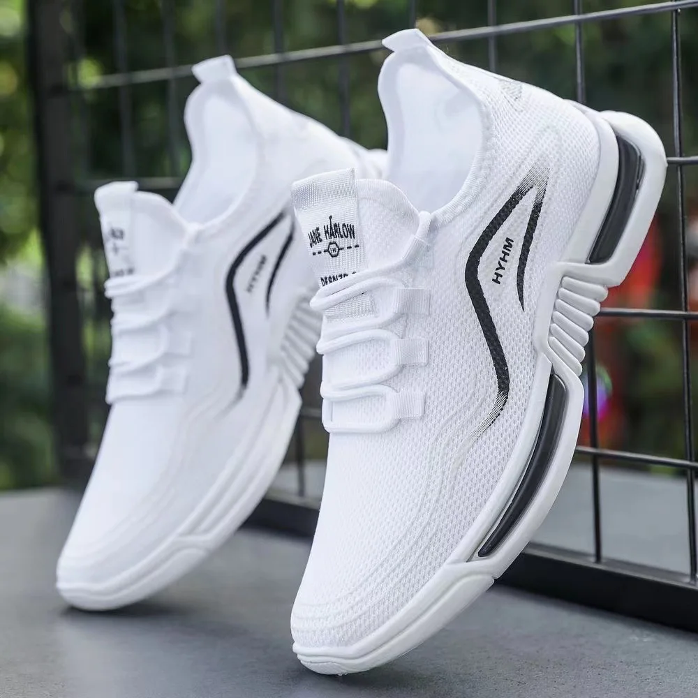 

Summer Men Casual Shoes Breathable Non Slip Running Sneakers Comfortable White Shoes Wholesale