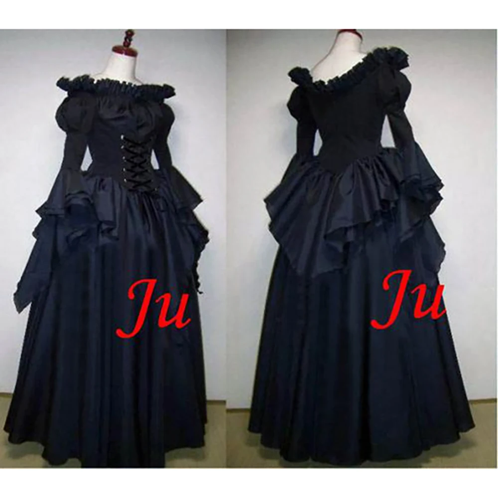 fondcosplay Medieval Gown Gothic Lolita Punk Fashion black cotton Dress Outfit Cosplay Costume CD/TV[CK677]