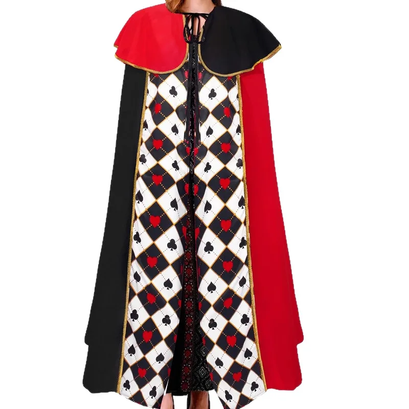 Neu Eingetroffen Königin-Kappe Alice im Wunderland Rote Königin Cosplay-Umhang Eleganter Samt-Langumhang für Erwachsene Frauen Bühnenshow-Kostüm Halloween – Detail 5