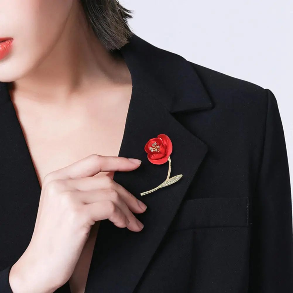 Lady Brooch Rose Shape Rhinestone Decor Coat Lapel Hat Scarf Decoration Clothes Pin Party Prom Bride Wedding Garment Jewelry