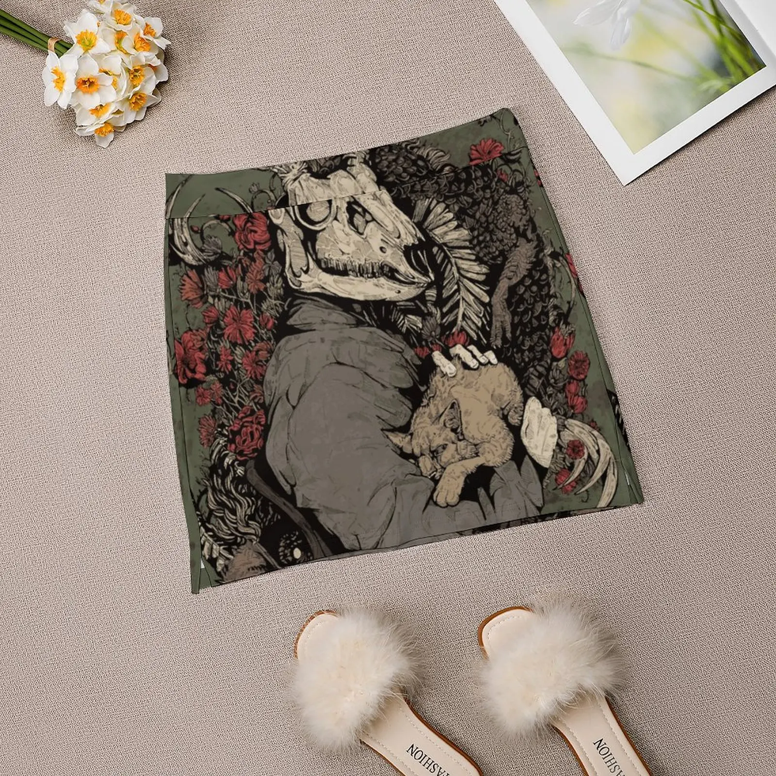 De Draak Dochter Rokken Vrouw Mode 2022 Broek Rok Mini Rokken Kantoor Korte Rok Draak Inkt Traditionele Stag Schedel