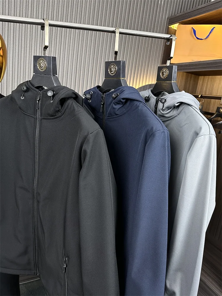 Thickened Composite Fleece Outdoor Soft  Jacket Men's Autumn Winter Warm Coat Youth Fashion Loose Fit Zipper Closure