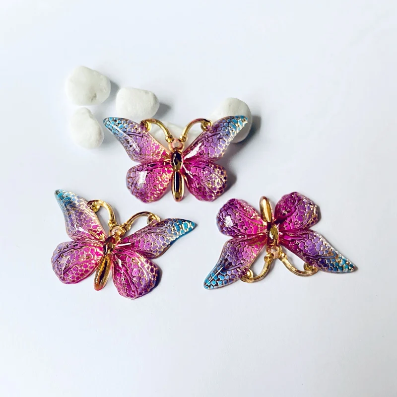 10Pcs NEW 38*22mm Butterfly Plannar Accessories Soft Rubber Jewelry Making DIY Crafts Phone Case Ornament Material