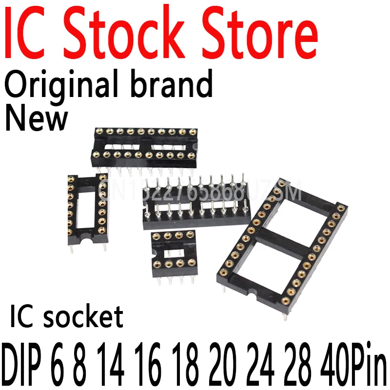 12PCS~80PCS IC Socket Round Hole Narrow Wide DIP 6 8 14 16 18 20 24 28 40 pin DIP6 DIP8 DIP14 DIP16 DIP18 DIP20 DIP28 DIP40 Pins