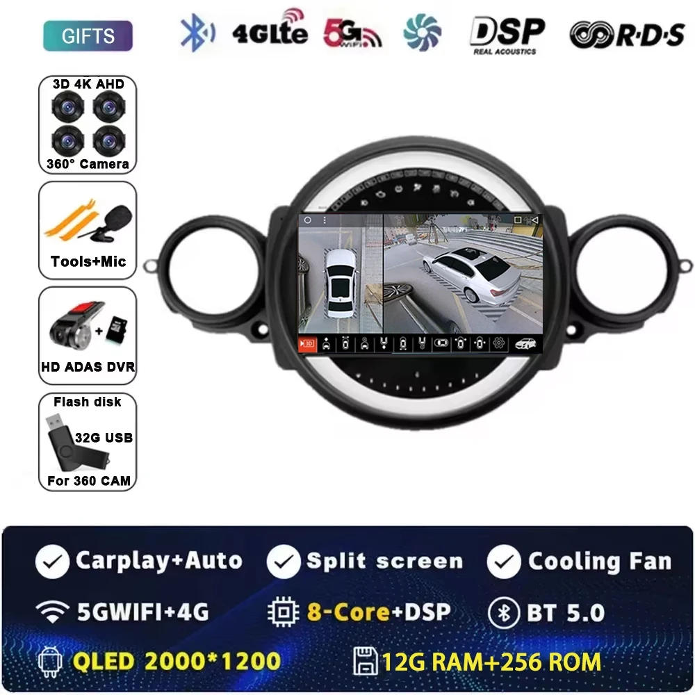 Android 15 Voor BMW MINI COOPER R56 R60 2007-2014 2 K QLED Android Autoradio Multimedia stereo Speler AI Voice CarPlay Head Unit
