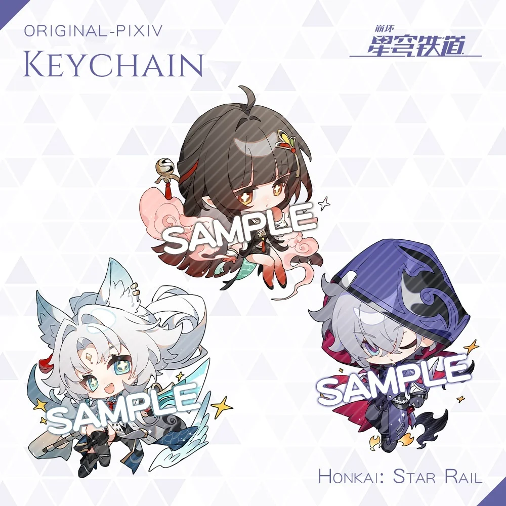 New Honkai: Star Cute Keychain Feixiao Moze Lingsha Boothill Jiao Qiu Cartoon Anime Pendant Keyring Backpack Jewelry Badge Gift