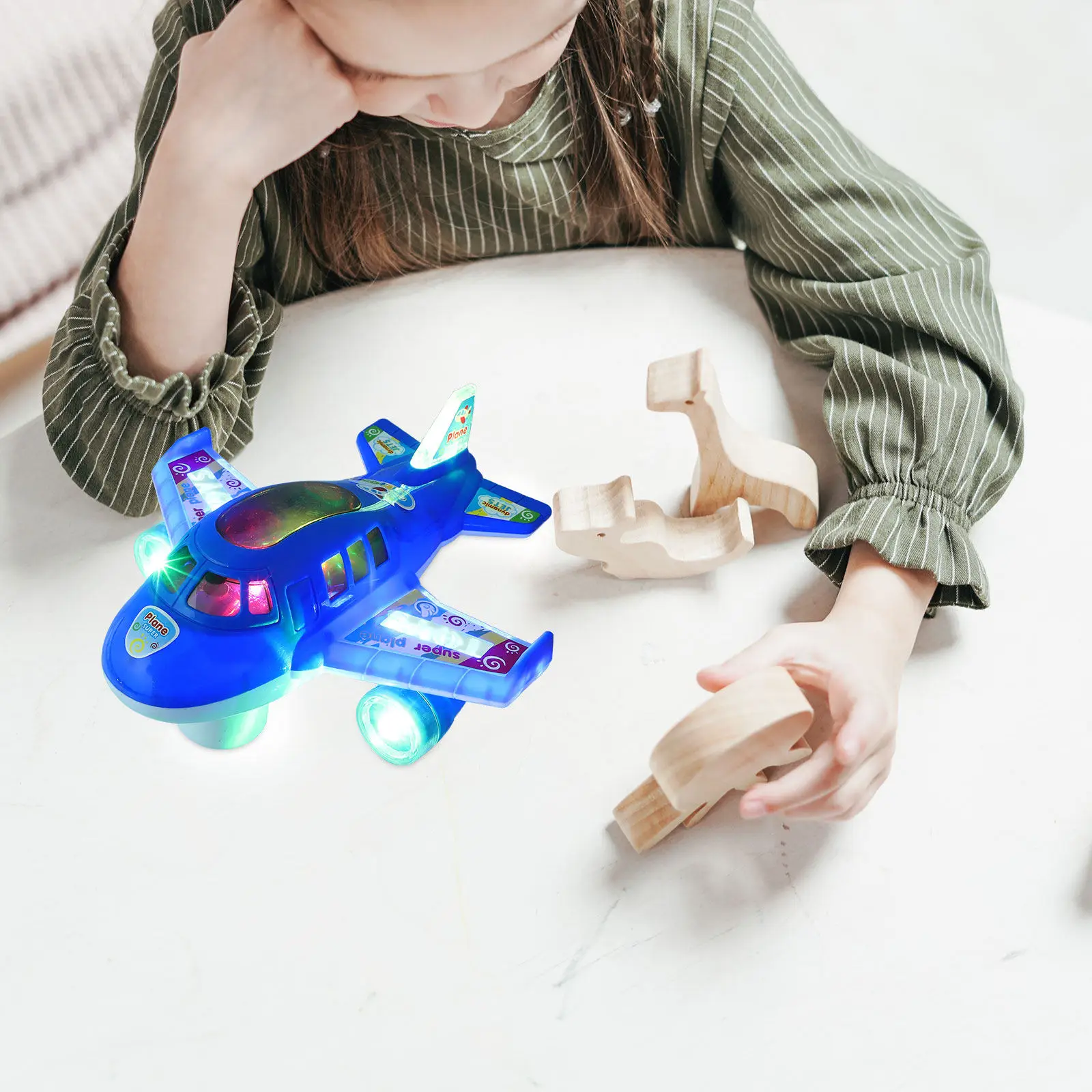 

1 шт. Электрический самолет из высококачественного пластика, светящийся, музыкальный, развивающий, для детей, для игр на улице, для веселого катания