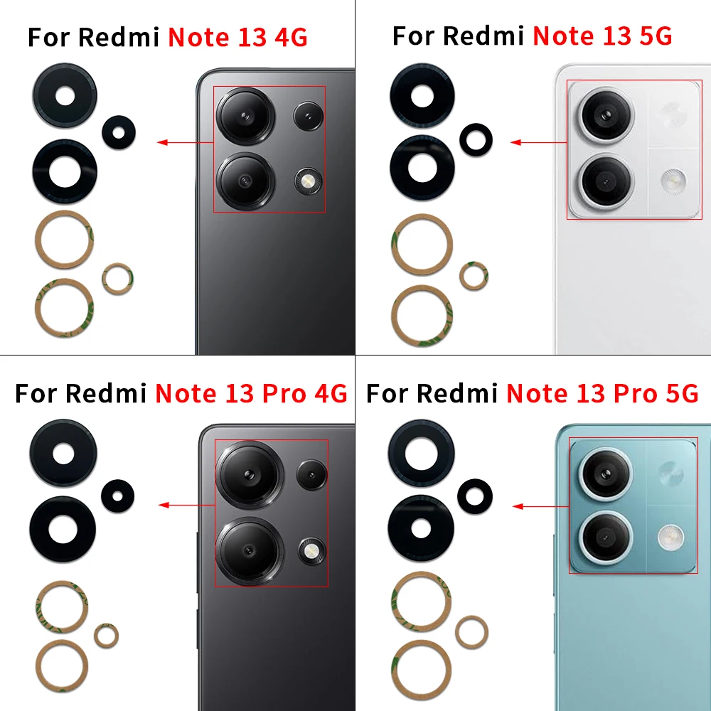 10 Pcs For Redmi Note 13 Pro 4G 5G Plus Back Camera Lens Rear Glass With Adhesive Stickerr Replacement