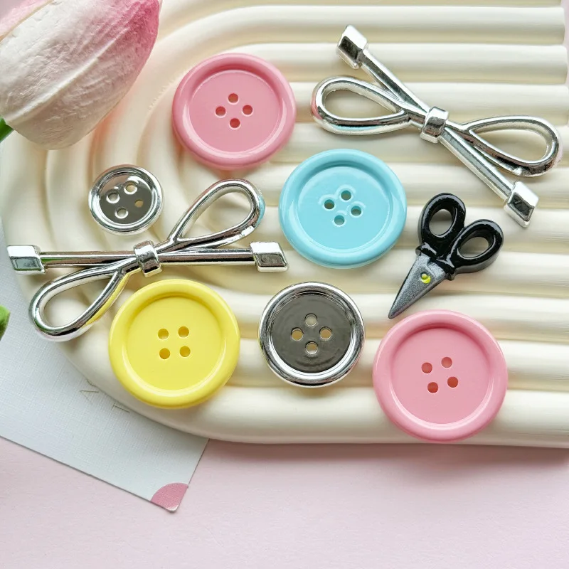 

5 шт., ножницы на пуговицах, смола, сделай сам, ювелирные аксессуары, чехол для мобильного телефона, обувь с отверстиями, аксессуары для волос с плоской задней частью, материал