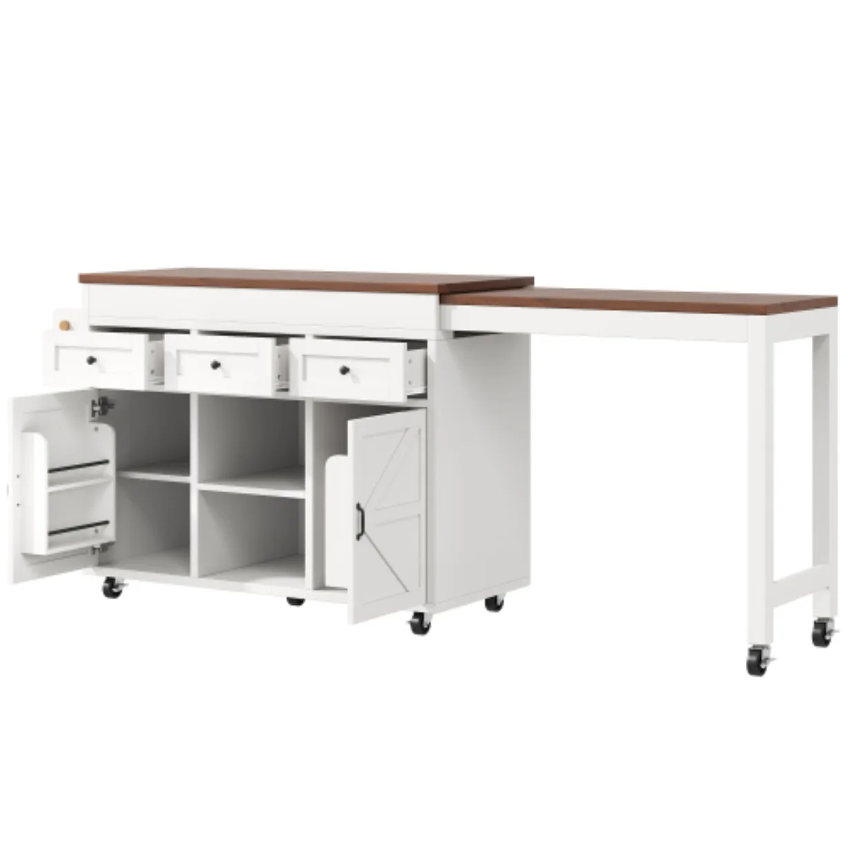 Isla de Cocina Extensible Blanca de