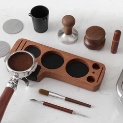 Kaffee Tamper Matte Station Stehen Siebträger Halter Unterstützung Basis Rack Walnuss Holz Für 51MM 54MM 58MM espresso Zubehör Barista