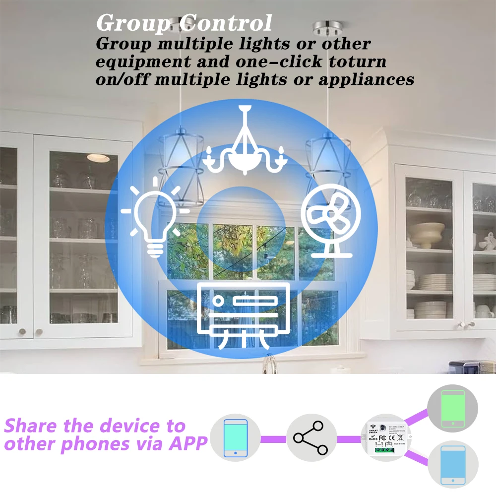 Tuya WiFi Smart Light Switch 433MHz 110V 220V 2200W Work with Alexa,Google Assist,Smart Life for Home Improvement