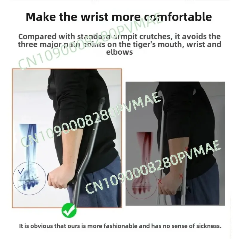 Lightweight Foldable Underarm Crutches Aluminum Alloy Non-Slip for Disabled Fractures