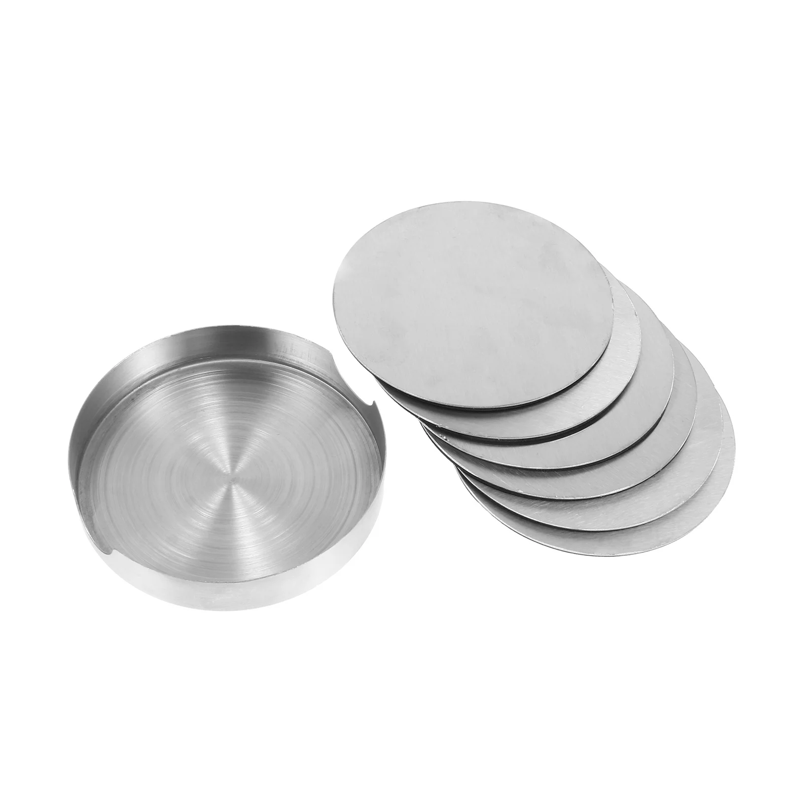 

1 set Insulated Coaster Set Silver Round Cup Mat Anti-Slip Bowl Pad Table Protection Rust-Proof Desktop Mat Practical