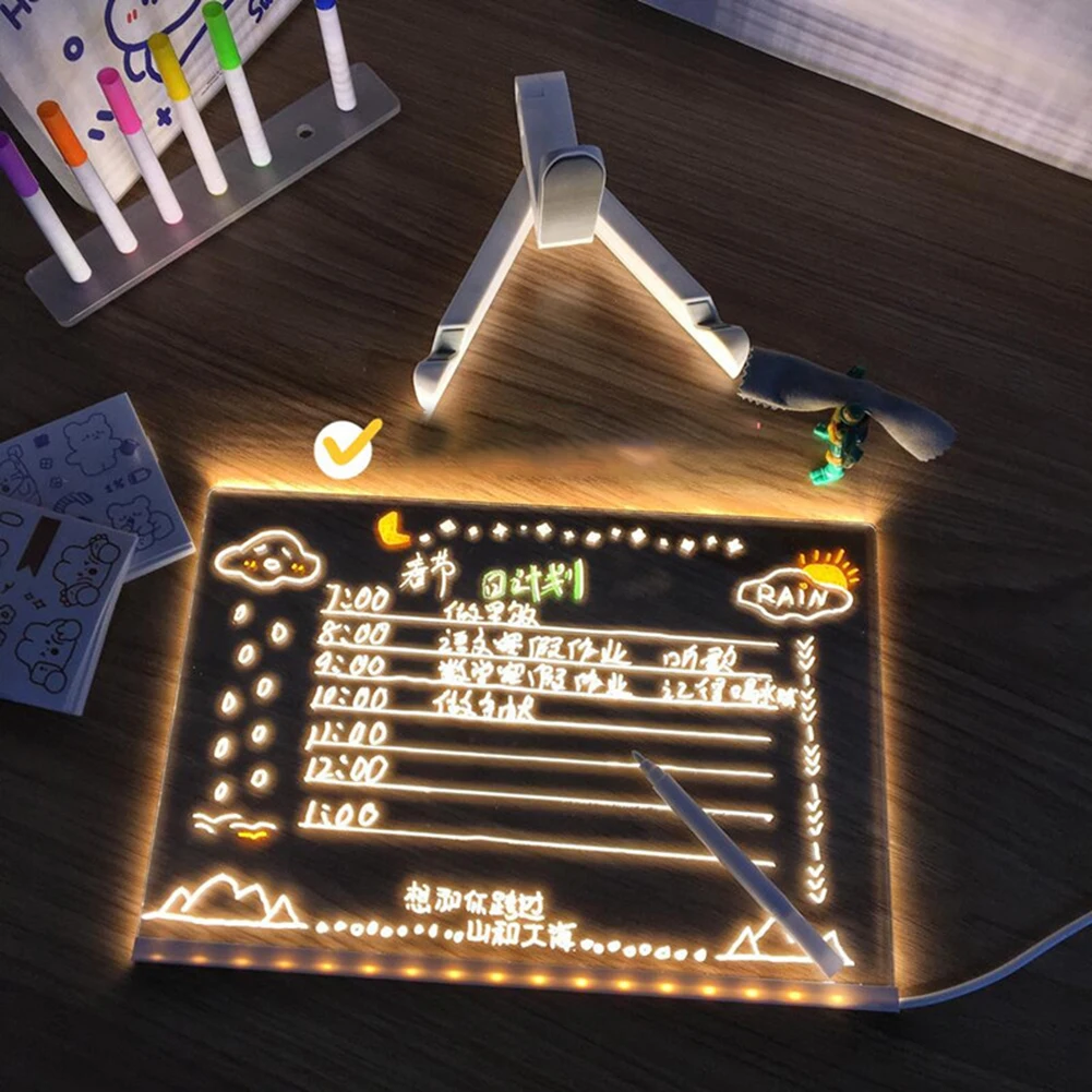 Gepersonaliseerde LED-lamp Acryl Bericht Notitiebord Uitwisbare USB Kindertekentafel Slaapkamer Nachtlampje Verjaardag Kindercadeau