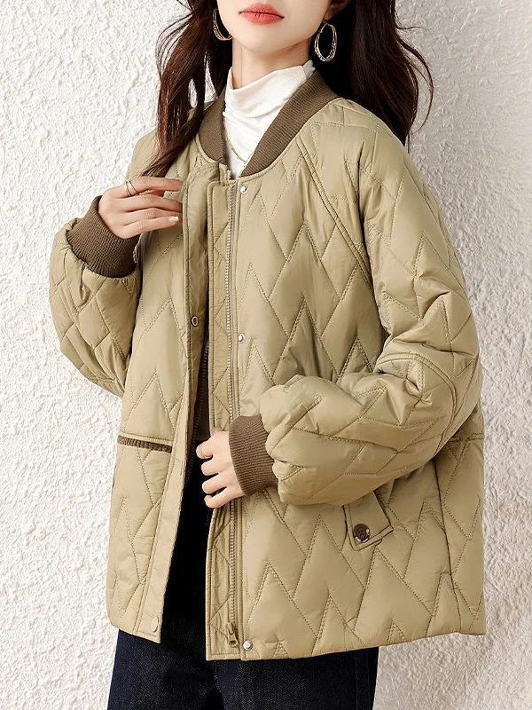 

Повседневная хлопковая куртка-бомбер женская, модная, зима 2025, новая, с цветными вставками, универсальная, с длинными рукавами, на молнии