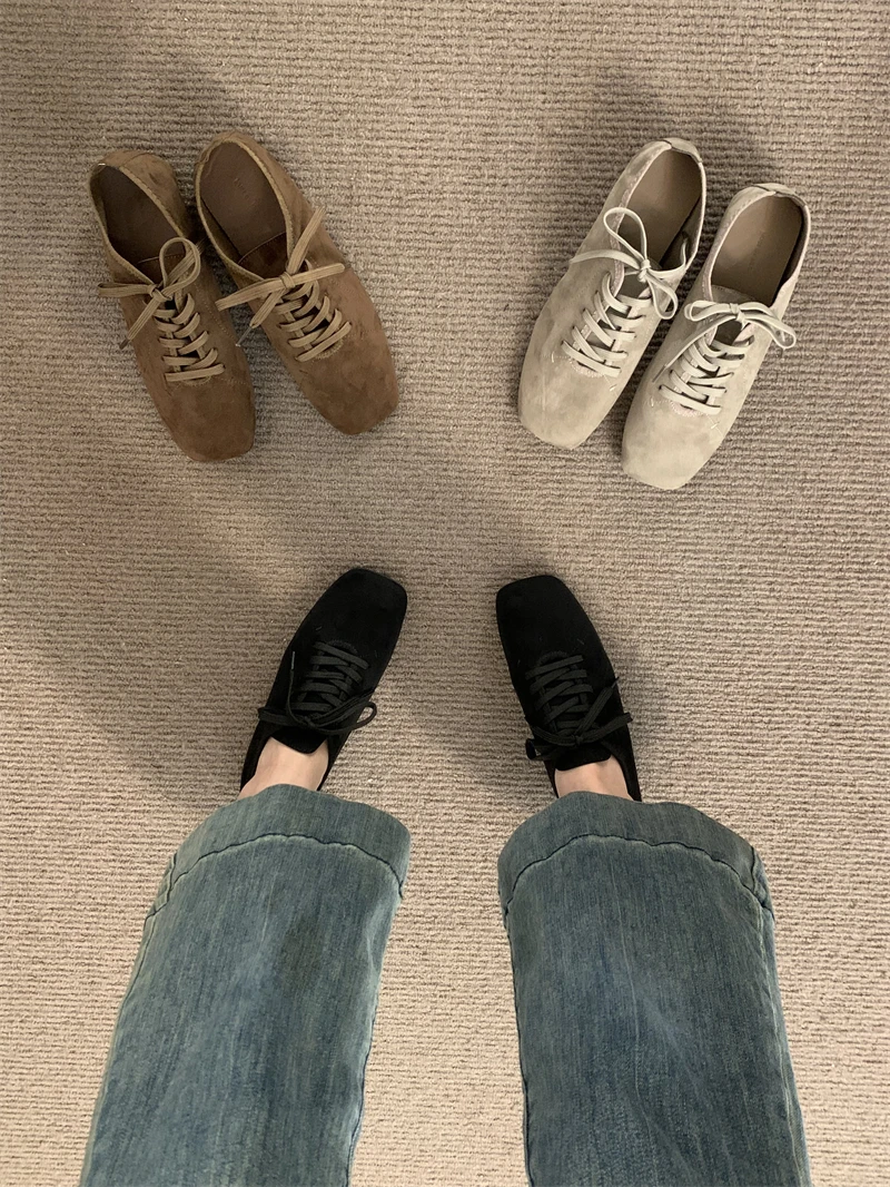 

Fashion Square Toe Fleece Flet Ballet Flats Woman Winter Warm Mary Jane Shoes Ladies Brand Design Elegant Plush Loafers
