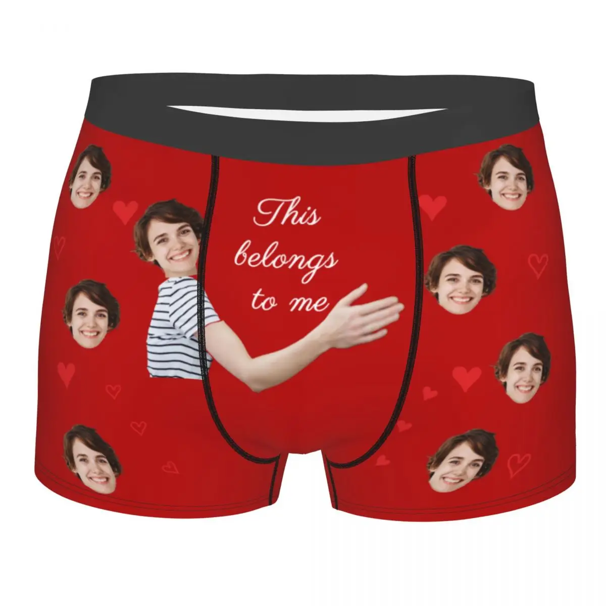 Man Valentine\'s Day Custom Funny Face Boxer Briefs Shorts Panties Soft Underwear Male Sexy Plus Size Long Underpants