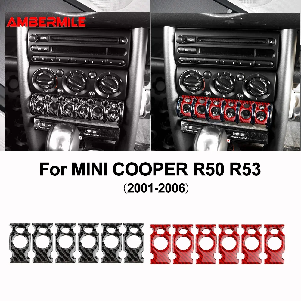 Real 3D Soft Carbon Fiber Sticker For Mini Cooper R50 R53 2001-2006 Headlight Door Switch Panel Cover Interior Upgrade Decor Kit