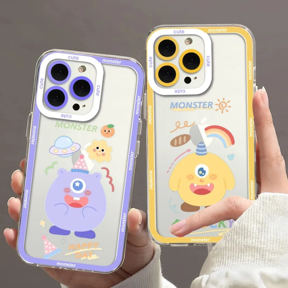 Cute M-monster Phone Case For IPhone 11 12 13 Mini Pro Max 14 Pro Max Case Shell