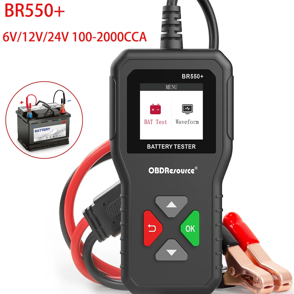 Battery Tester 6V 12V 24V,100-2000 CCA Auto Battery Analyzer Charging Cranking System Tester BR550+ Professional Battery Tester