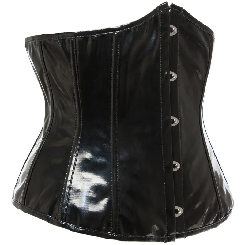 Espartilho Sexy Underbust de Couro PVC Preto para Mulheres, Treinador De Cintura, Shapewear, Roupa Interior Gótica, Shaper Do Corpo Emagrecedor, Roupas Steampunk