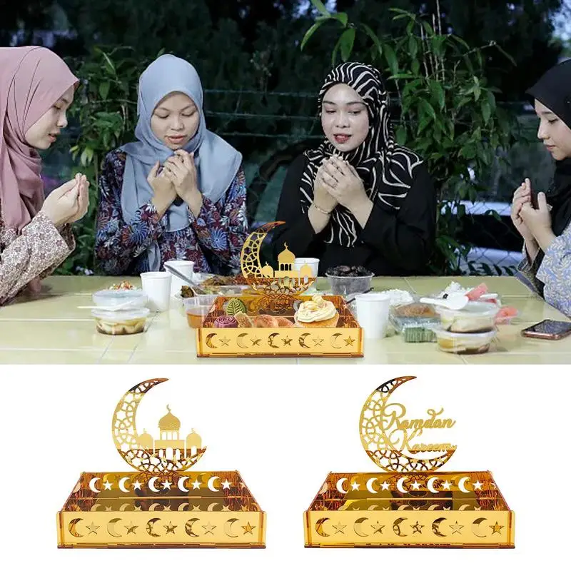 NEW Ramadan EID Mubarak Tray Food Fruit Storage Tableware Tray Decoration For Islamic EID Al-Fitr Party Food Display Holder