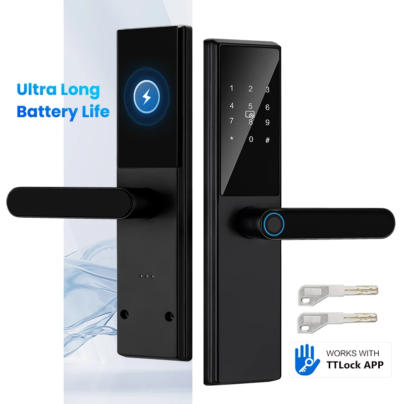 Bluetooth Fingerprint Door Lock TTLock App Code Card Key Touch Screen Smart Door Lock Security Digital Electronic Lock For Home