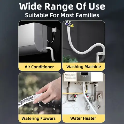 Universell luftkonditioneringsavloppsslang avfuktare avloppsslang förlängs 15-20 mm kapbart korrugerat avloppsrör (vit) 10 best sales avloppsslang - №1