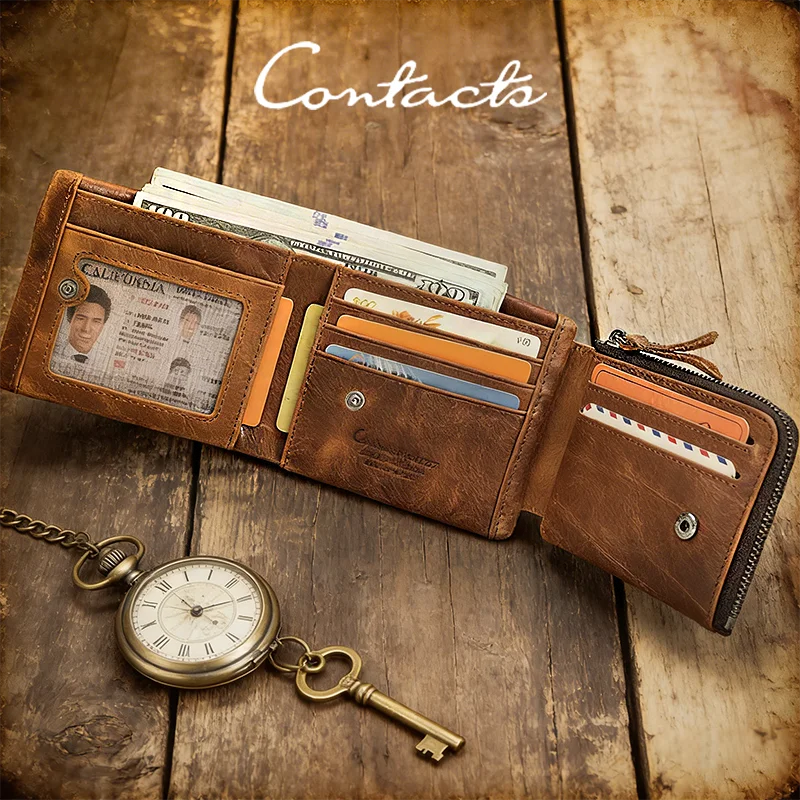 

Кошельки CONTACT'S из натуральной кожи: мужские ретро-кошельки, тонкие, с отделением для фото, держатели для карт, кошельки-портмоне, женские кошельки для повседневного использования, путешествий, подарки, монетницы