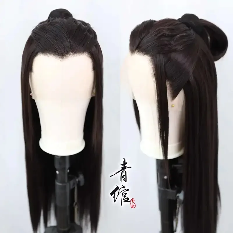 DY20Shan He Ling Wen Kexing Zhou Zishu 핸드 후크 코스프레 블랙 롱 스트레이트 의상 합성 가발 모자 할로윈 중국 고대