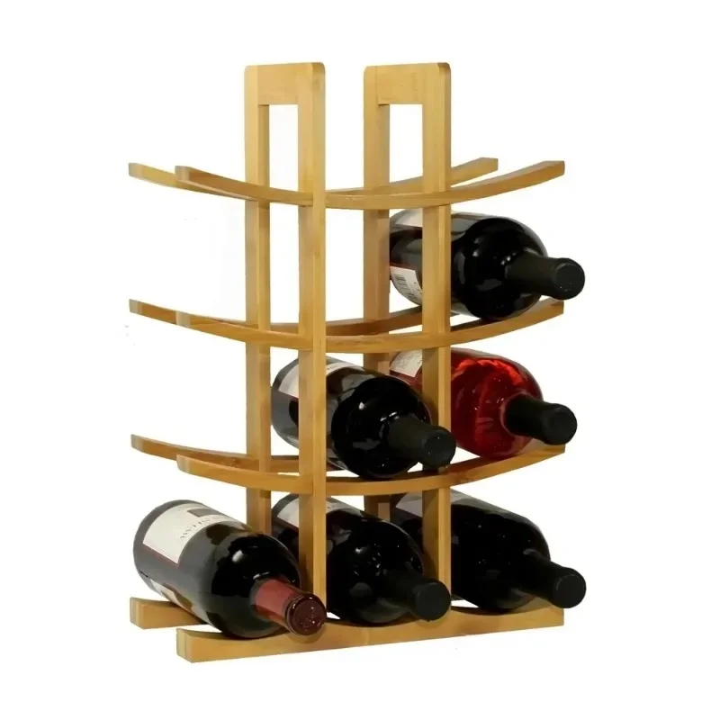 

12-Bottle Modern Bamboo Wine Rack in Brown, Eco-Friendly Design