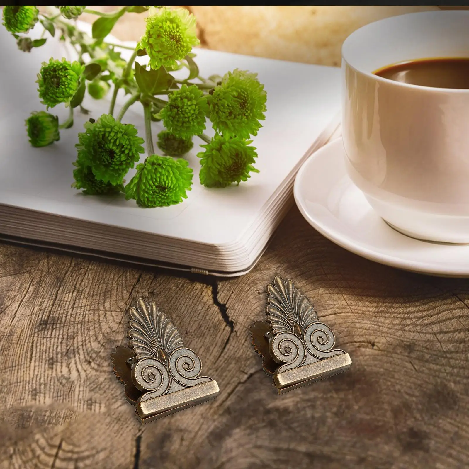 2x Metal Book Binder Clips Tree Shaped for Paper Document Decor Journal Gift