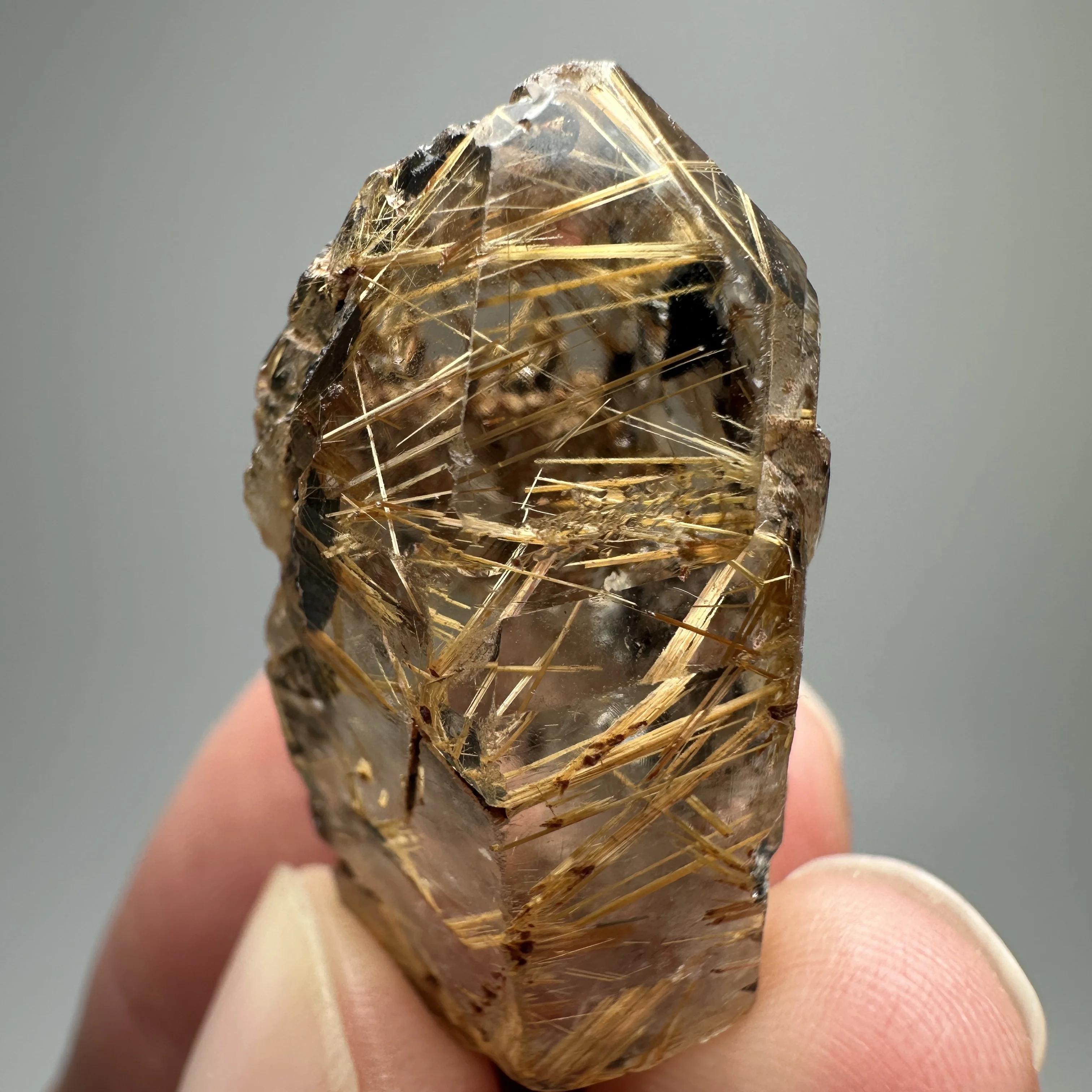 Gold Rutilated Natural Stone Quartz Hair Crystal Polyhedral Mineral Energy Reiki Healing Feng Shui Home Decor Palm Gift 1 sold