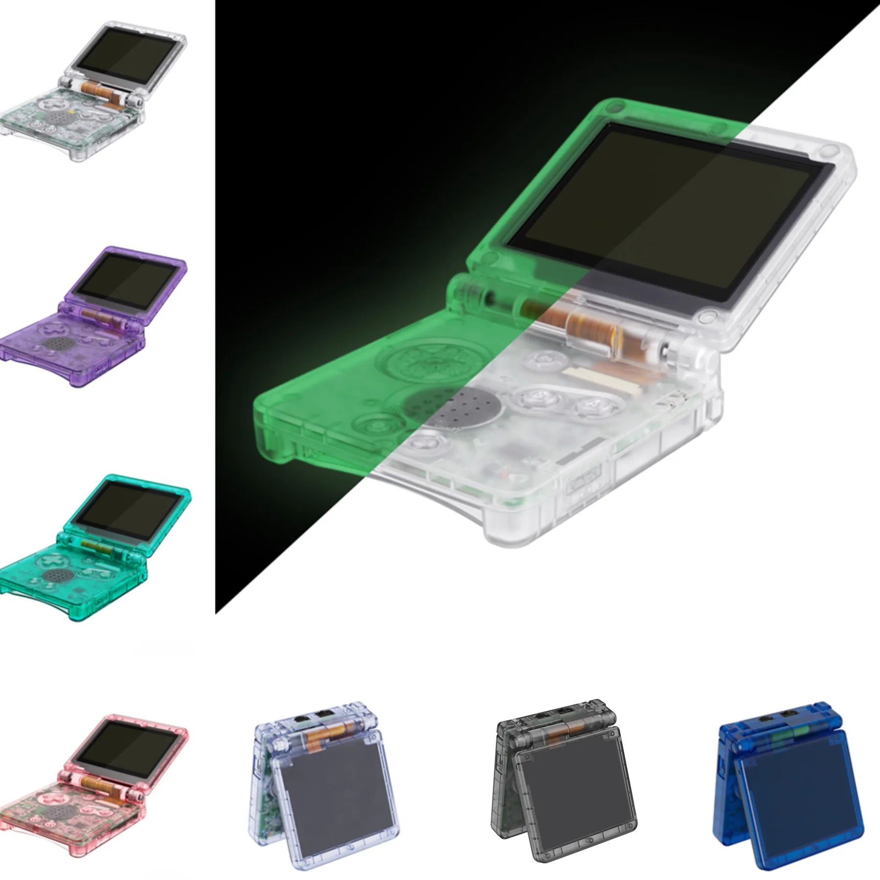 eXtremeRate IPS Ready Upgraded Clear Custom Replacement Housing Shell dla Gameboy Advance SP GBA SP dla obu IPS i standardowego LCD