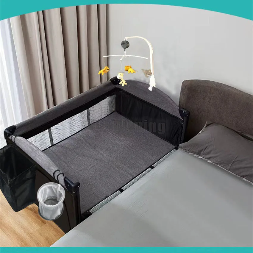 Portable Baby Crib New Multifunctional 4 In 1 Foldable Baby Cot With Diaper Kid Table Cradle Rocker Children Game Bed Furniture