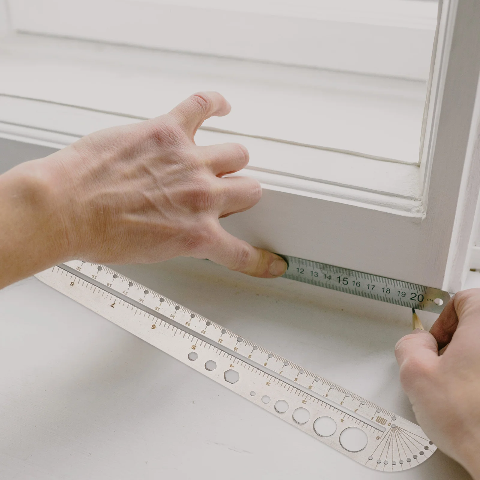 

1Pcs Multifunctional Protractor Ruler Stainless Steel Precision Scale Straight Measuring Tool for Office School Home Workshop