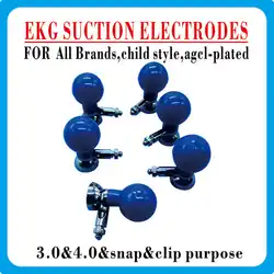 6pcs/set Child Agcl-plated Ekg Suction Electrodes,3.0&4.0&snap&clip purpose，ecg Accessories Electrocardiograph Ecg Machin