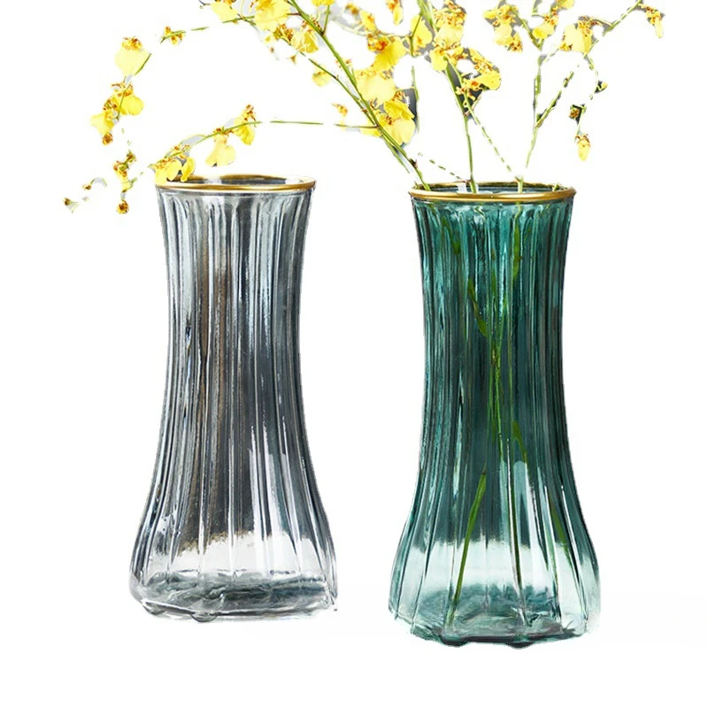 Modern Light Luxury Glass Vase Transparent Water Raised Flowers Lily Vase Nordic Living Room Flower Arrangement Decoration