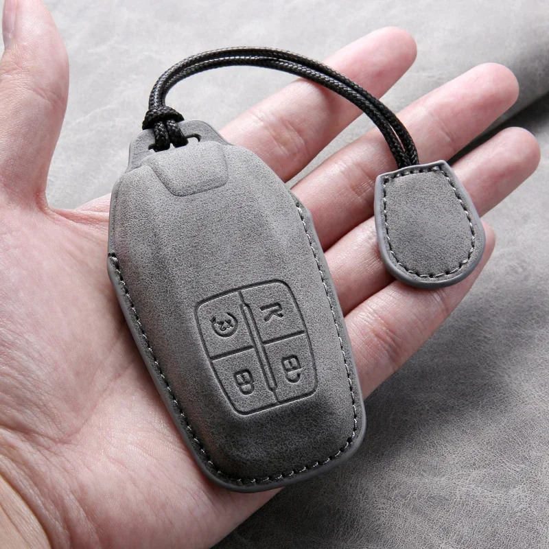 Leather Car Remote Key Case Cover for Ferrari F430 488 458 F12 Roma 812 F8 Auto Key Shell Fob Protector Keychain Accessories