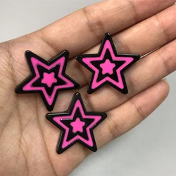 10Pcs Kawaii Y2K Hot Pink Pentagram Star Resin Decoration Diy Craft Hair Clip Junk Phone Case Ipadcase Scrapbooking Accessories