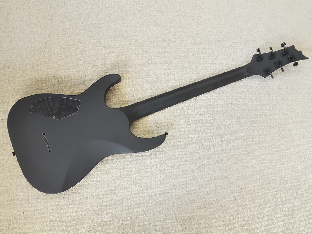 Matte Black Electric Guitar 6 Strings with Tremolo Bar,Rosewood Fretboard,Strings Through Body