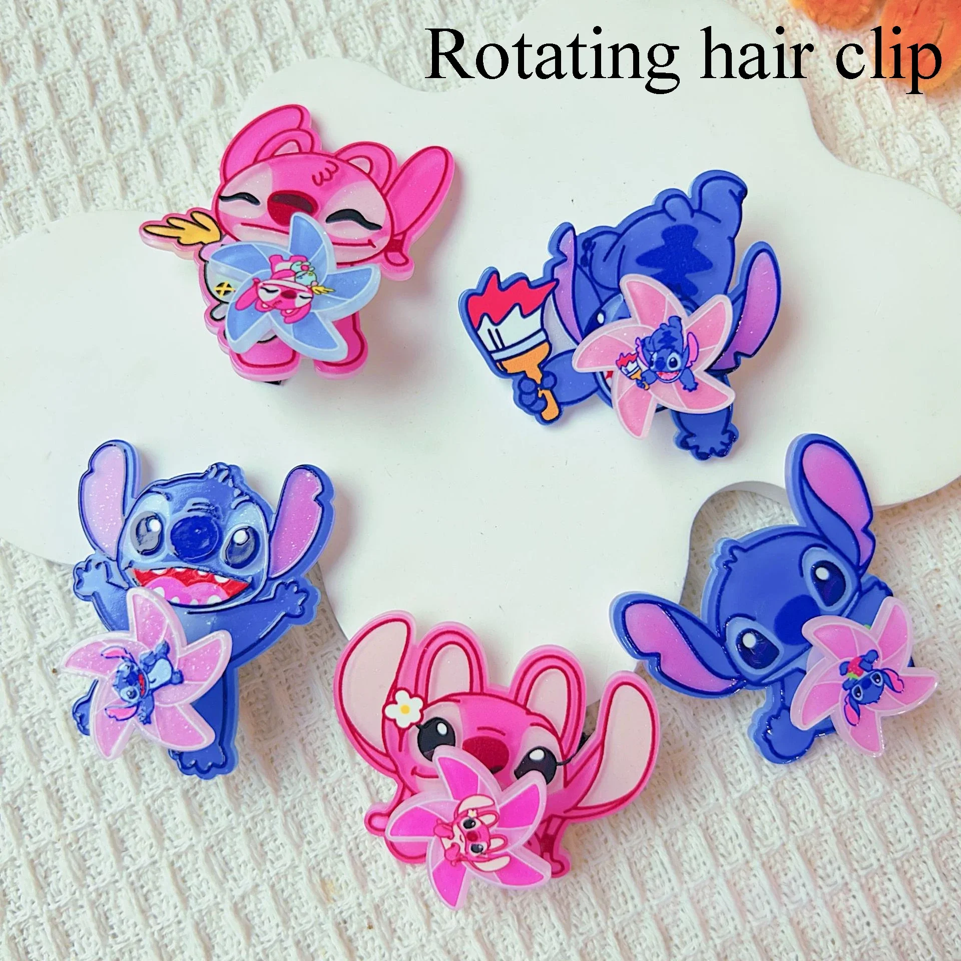 

Disney Stitch Hairpin Creative Hair Dryer Rotating Hair Accessory Cartoon Cute Children's Hair Clip Rotate Anime New Headwear