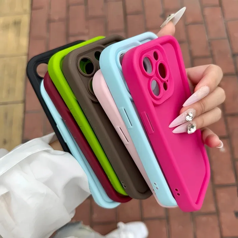 Luxury Soft Candy Liquid Silicone Phone Case For iPhone 11 12 13 14 15 Pro Max Plus XS X XR Shockproof Bumper Back Cases Cover