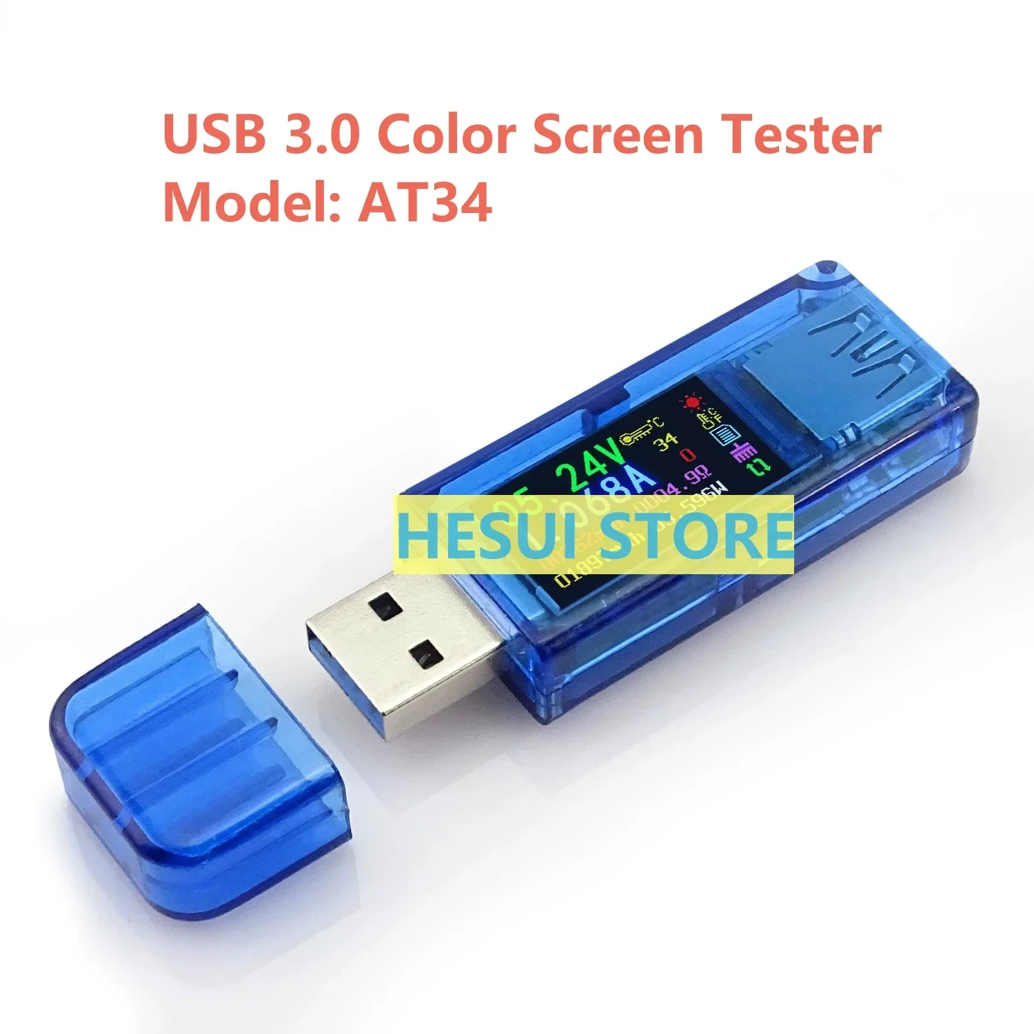 AT34 detector USB3.0 voltmeter ammeter battery capacity power charging treasure test multimeter