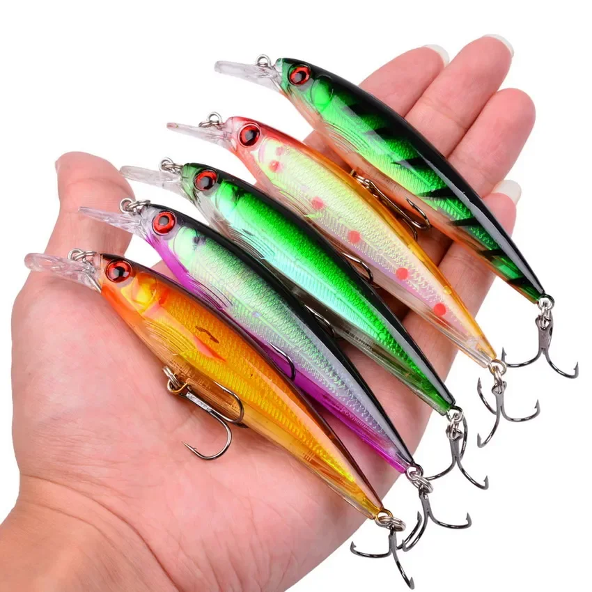 1PCS Minnow Fishing Lure Laser Hard Artificial Bait 3D Eyes 11cm 13g Fishing wobbler diving 0.5m-1.5m Crankbait Minnows