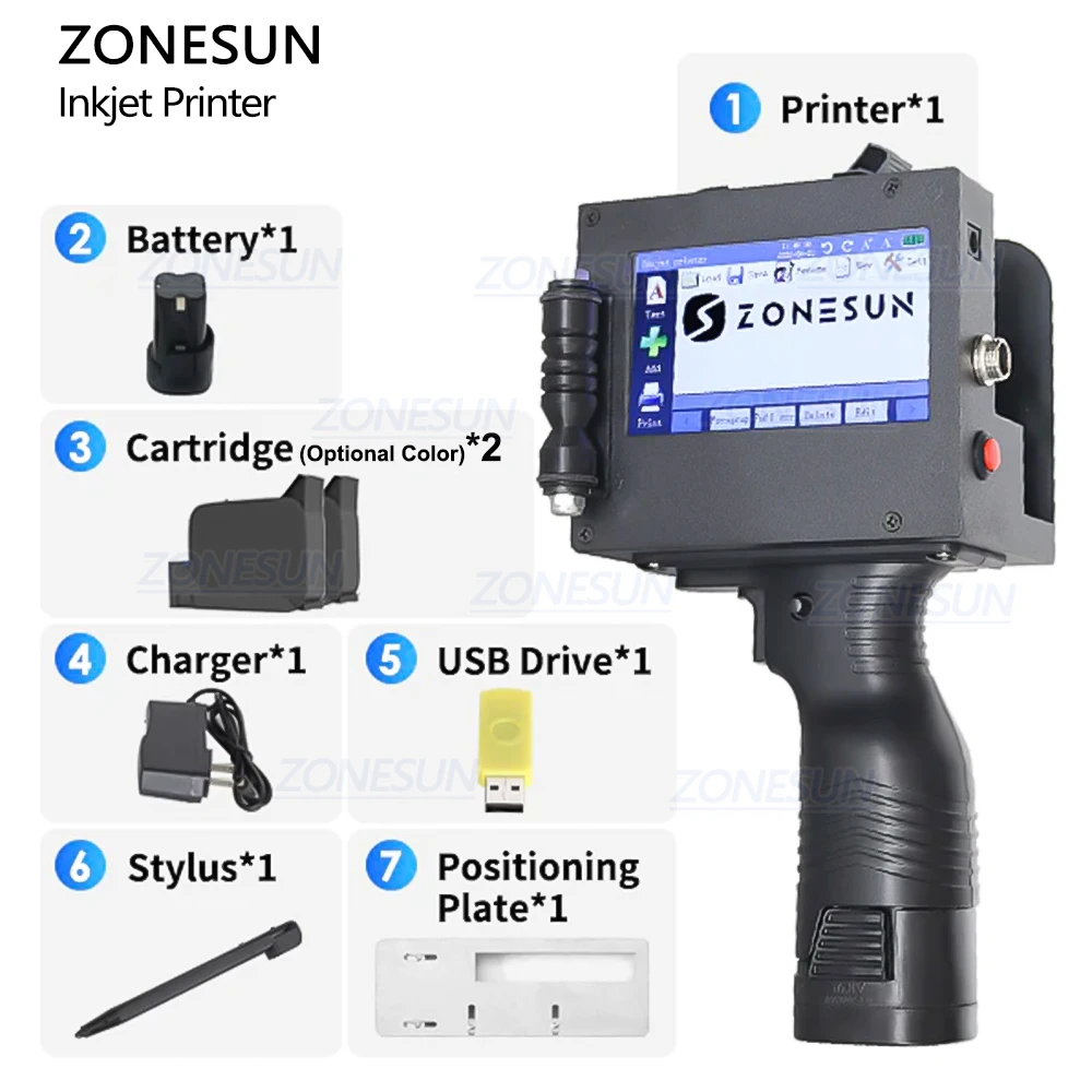 ZONESUN ZS-HIP508 Color Expiry Date Labeling Logo Coding Large Character 50.8MM Portable Handheld Inkjet Printer
